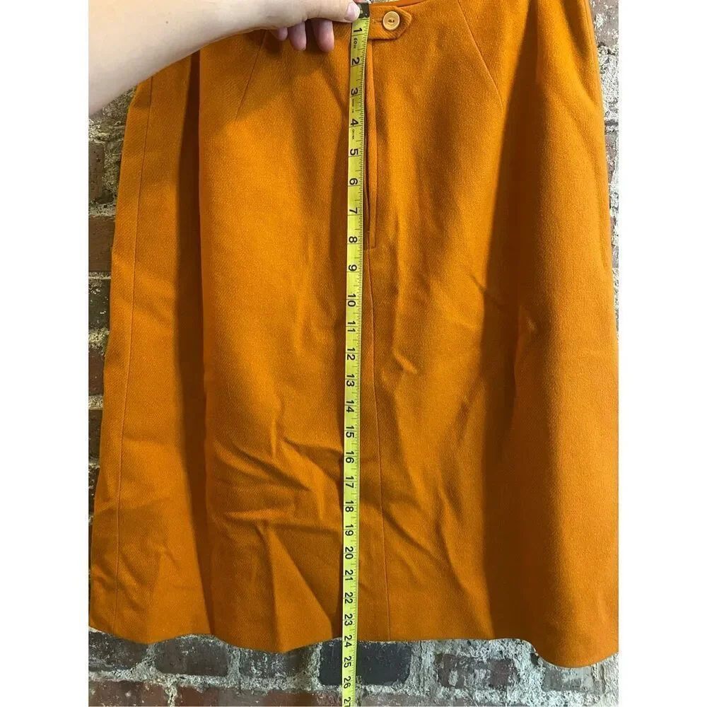 SEARS VINTAGE • Orange Wool Straight Knee-Length Skirt • Ladies Size 6